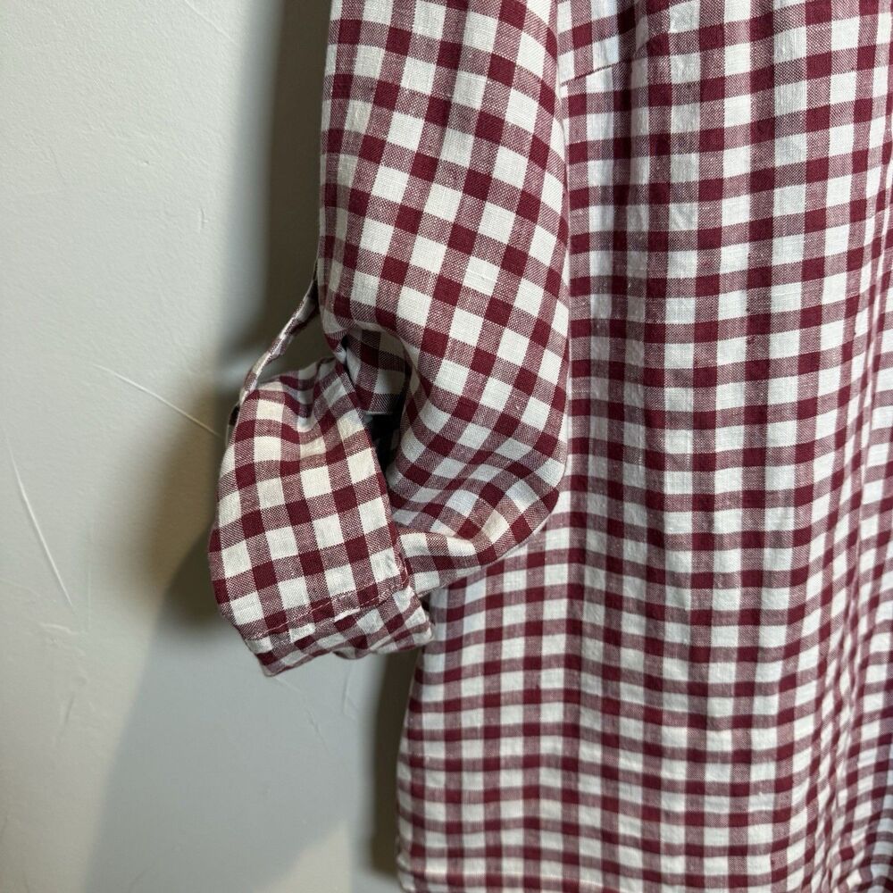 Tommy Bahama Red and White Gingham Linen Long Sleeve Women's Shirt Size XL - Picture 5 of 13
